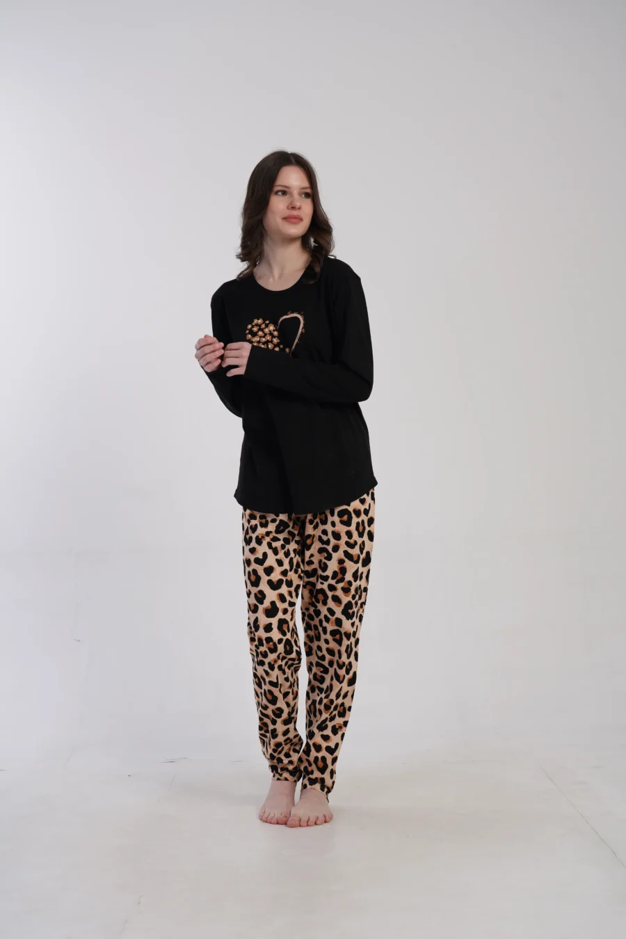 Piżama Damska Vienetta Panther Heart, Czarny, r. M-XXL - obrazek 6