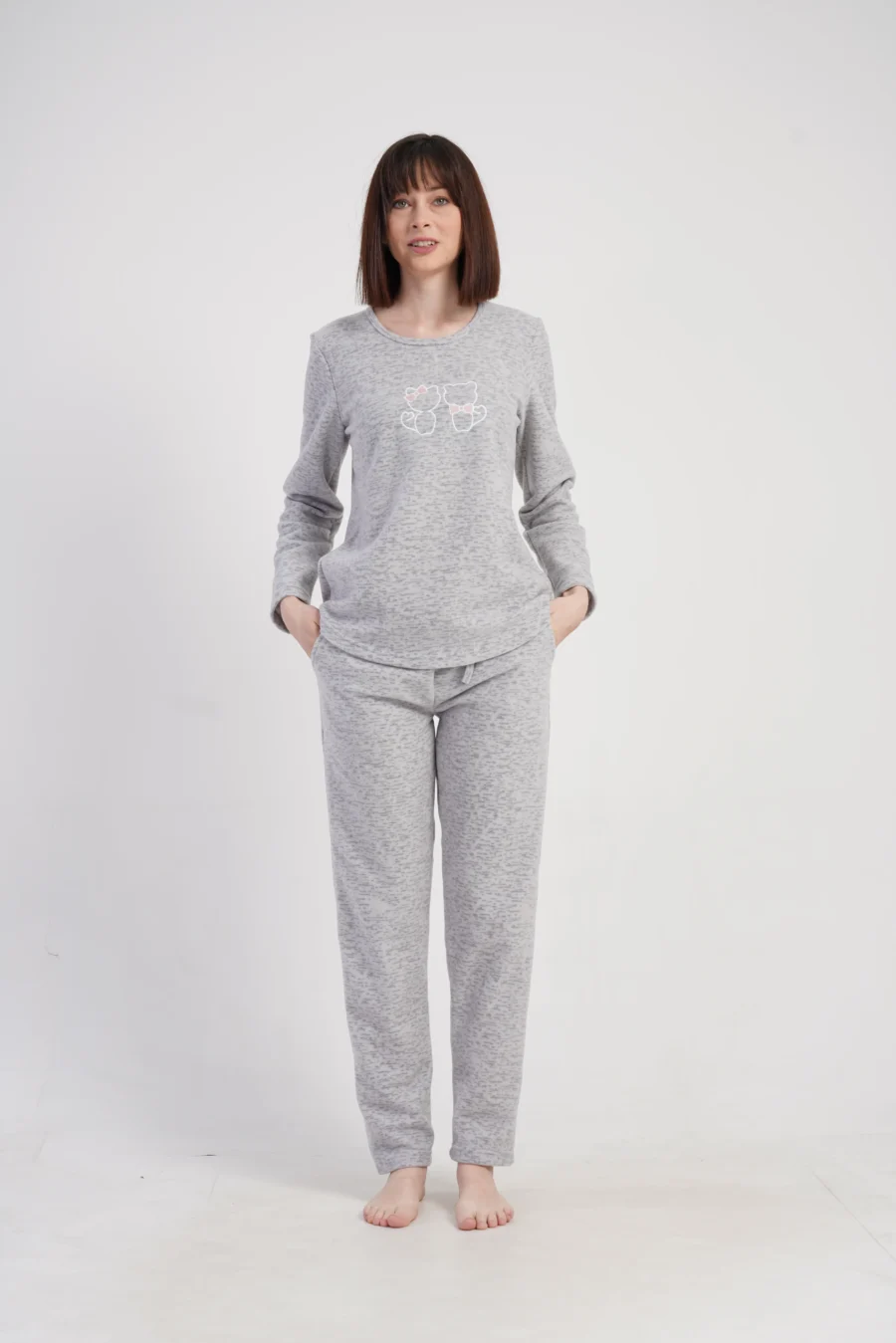 Piżama Damska Polarowa Vienetta Polar Dream, Szary, r. S-XL - obrazek 2
