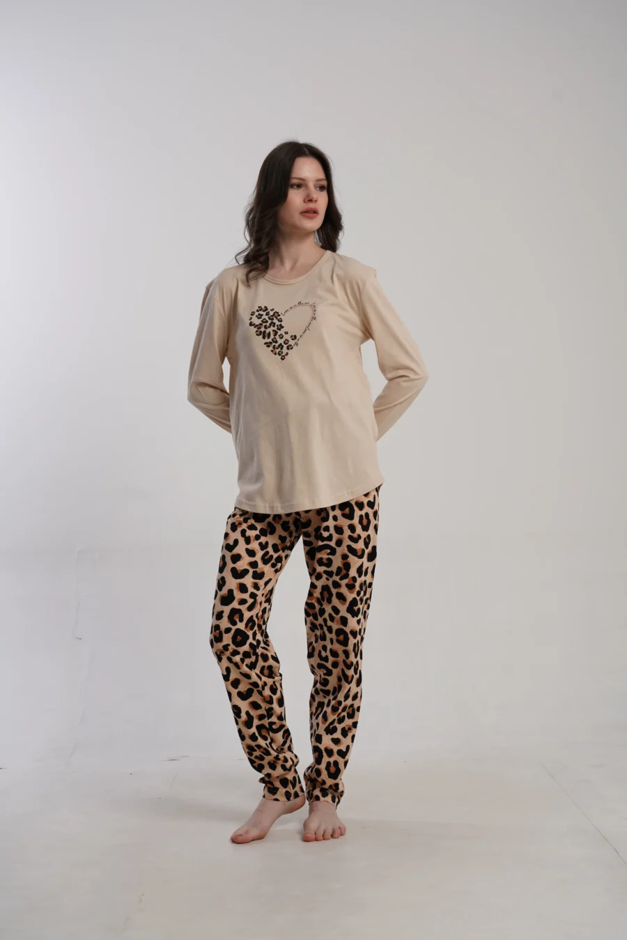 Piżama Damska Vienetta Panther Heart, Beżowy, r. M-XXL