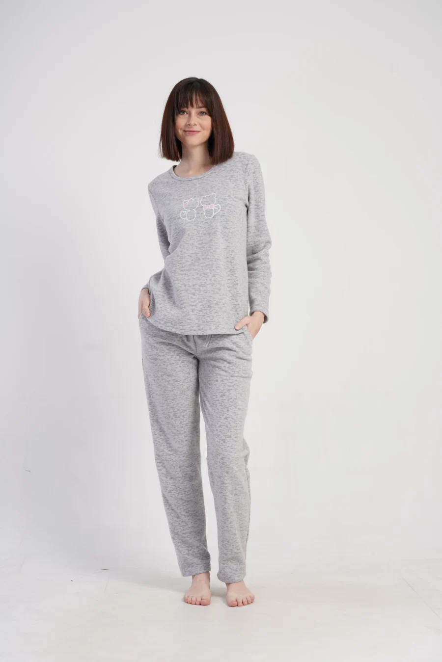 Piżama Damska Polarowa Vienetta Polar Dream, Szary, r. S-XL - obrazek 3
