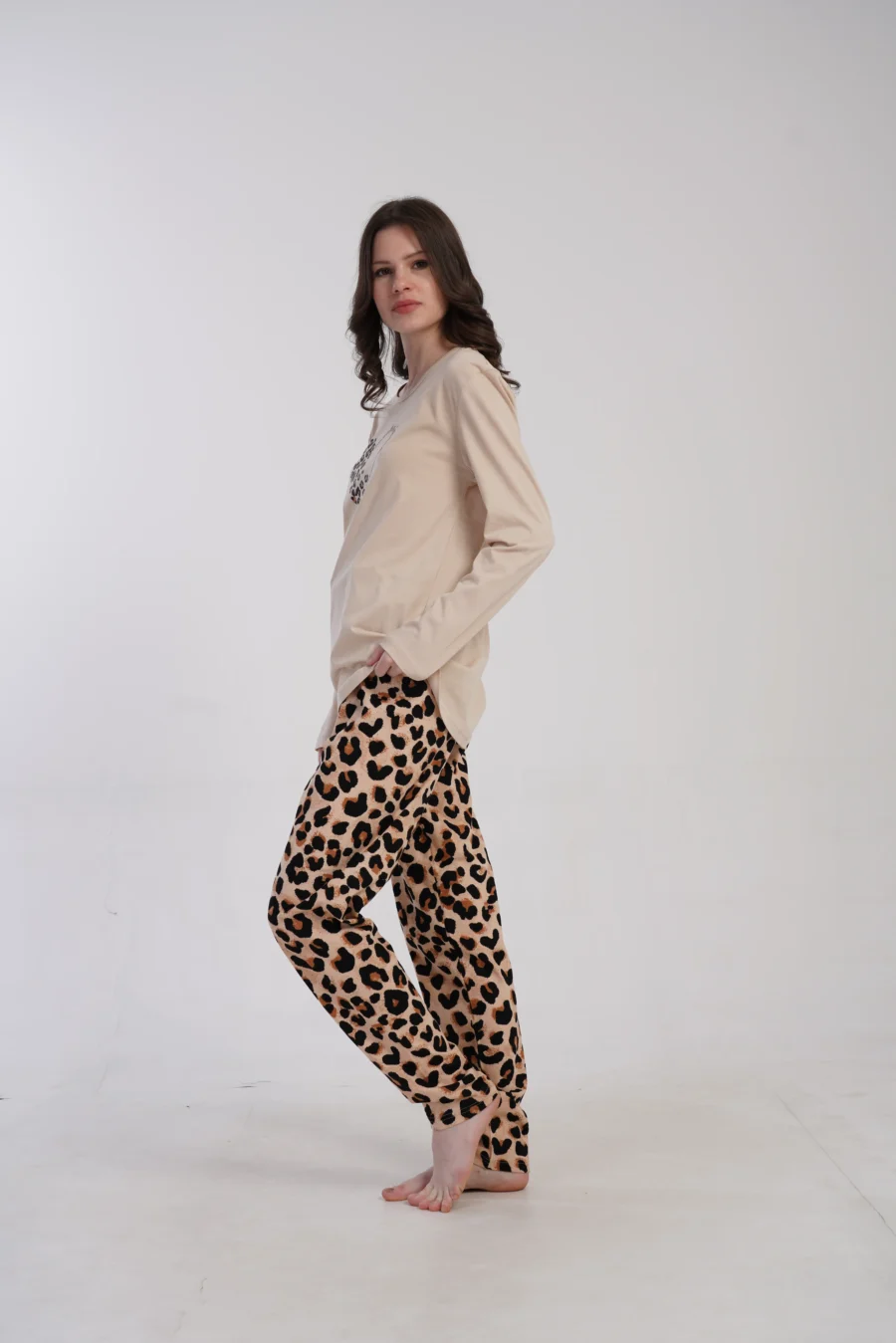 Piżama Damska Vienetta Panther Heart, Beżowy, r. M-XXL - obrazek 4