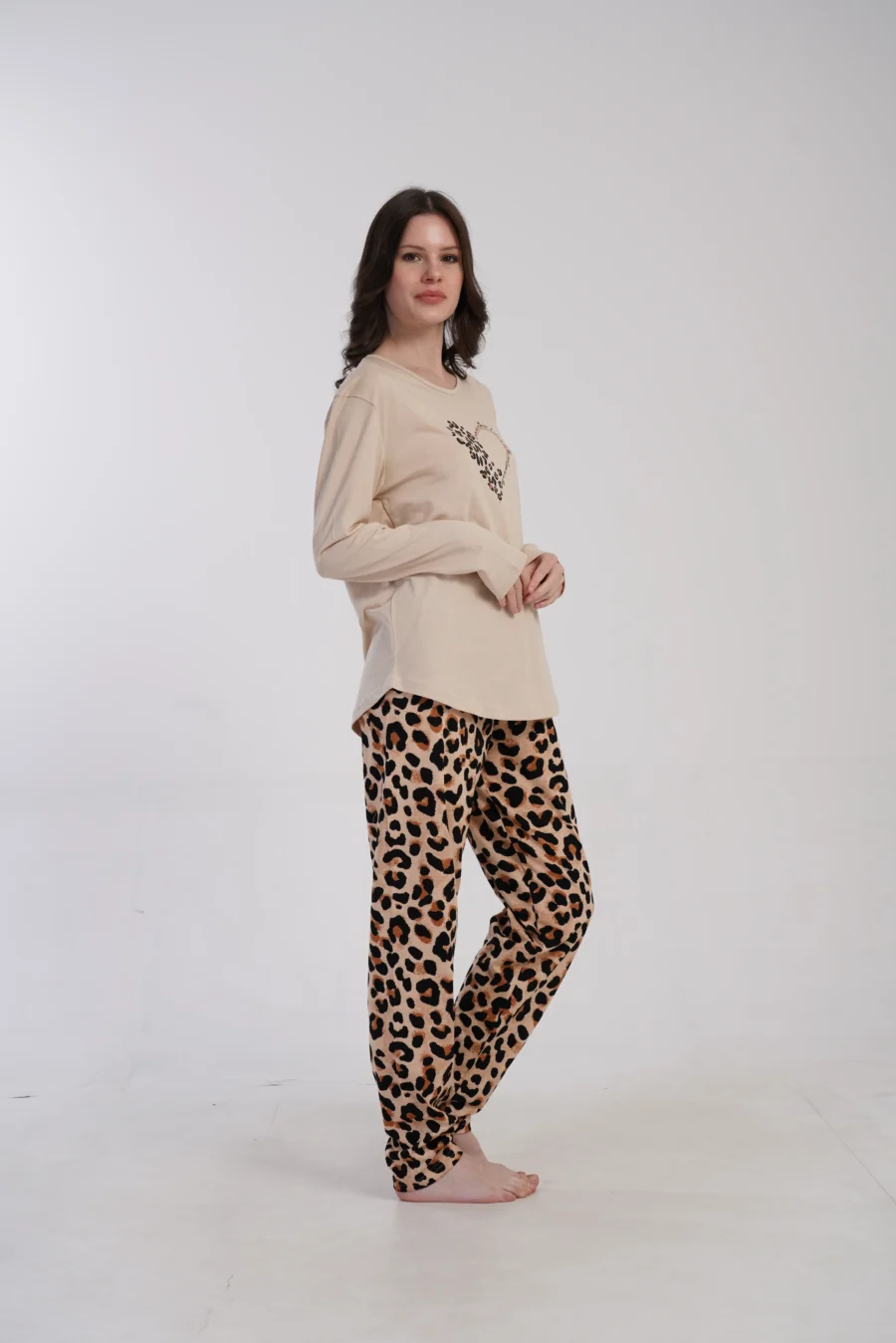 Piżama Damska Vienetta Panther Heart, Beżowy, r. M-XXL - obrazek 3