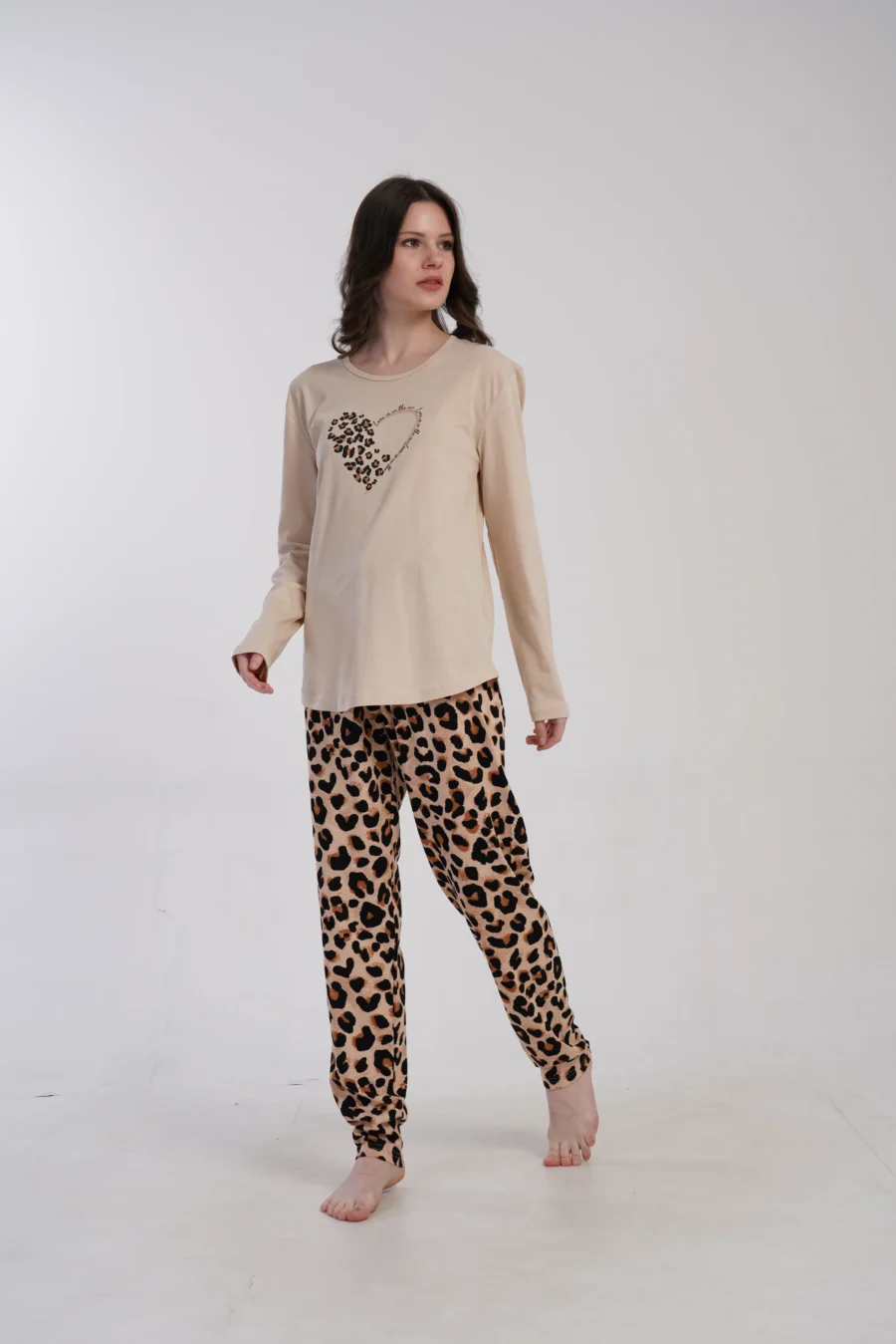 Piżama Damska Vienetta Panther Heart, Beżowy, r. M-XXL - obrazek 5
