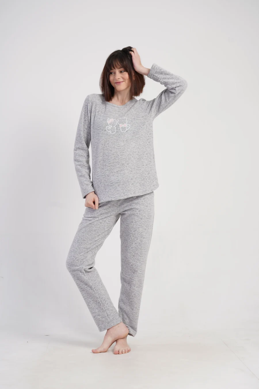 Piżama Damska Polarowa Vienetta Polar Dream, Szary, r. S-XL - obrazek 4