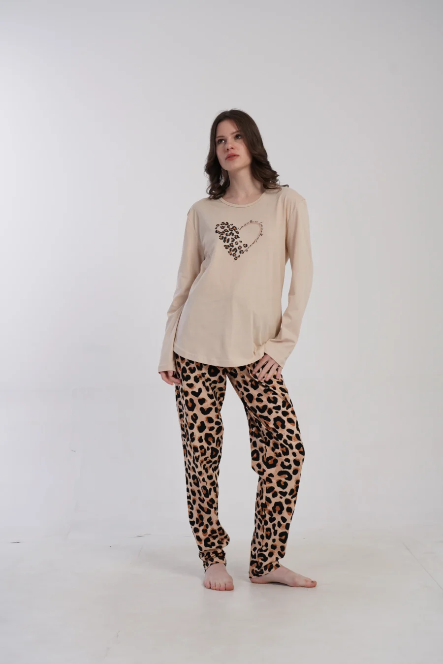 Piżama Damska Vienetta Panther Heart, Beżowy, r. M-XXL - obrazek 6