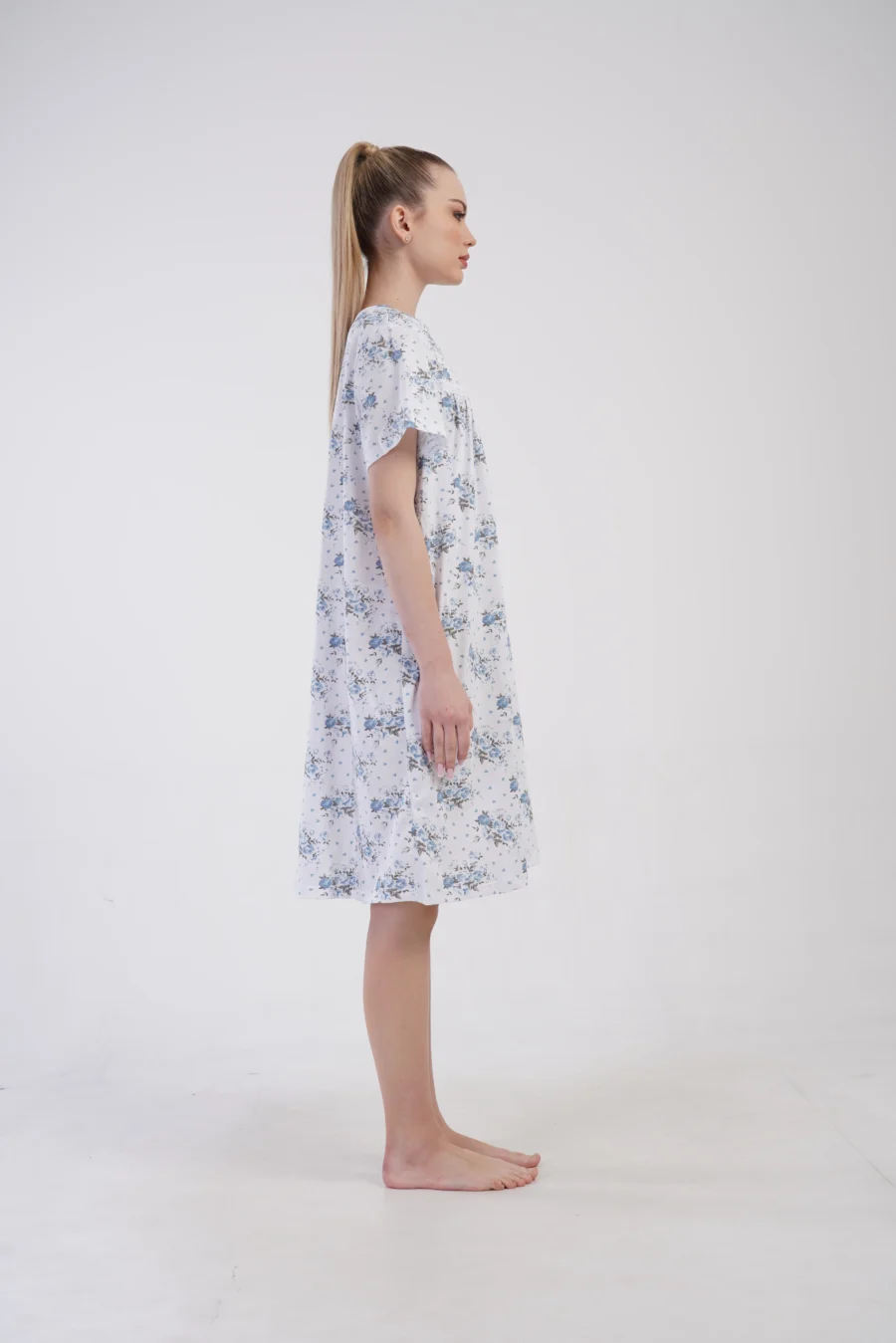 Koszula Nocna Vienetta Blue Bloom, Biało - Niebieska , r. M-XXL - obrazek 6