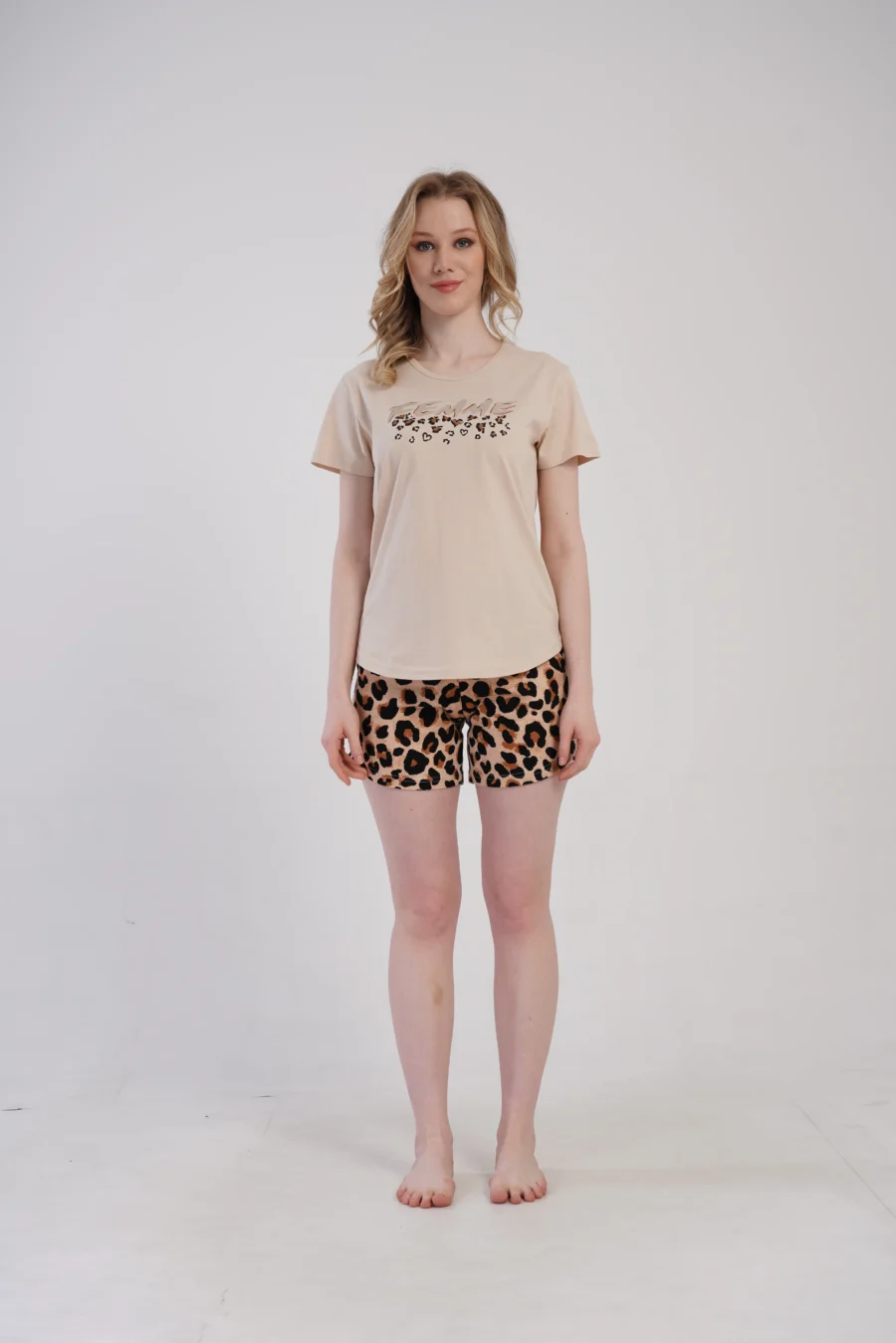 Piżama Damska Vienetta Wild Nights, Beżowy, S -XL