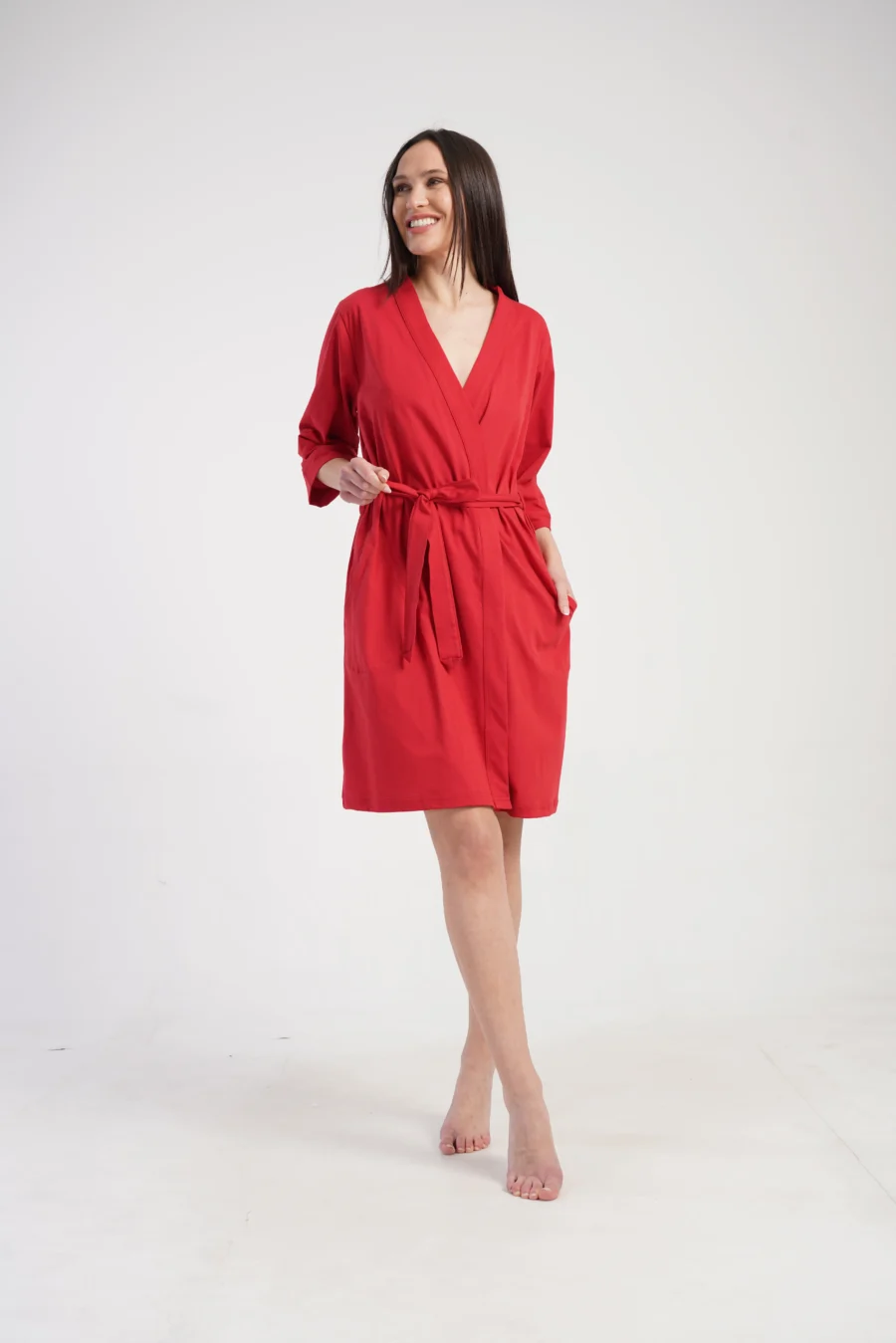 Szlafrok damski Vienetta Red Wrap, Czerwony, r. S-XXL - obrazek 2