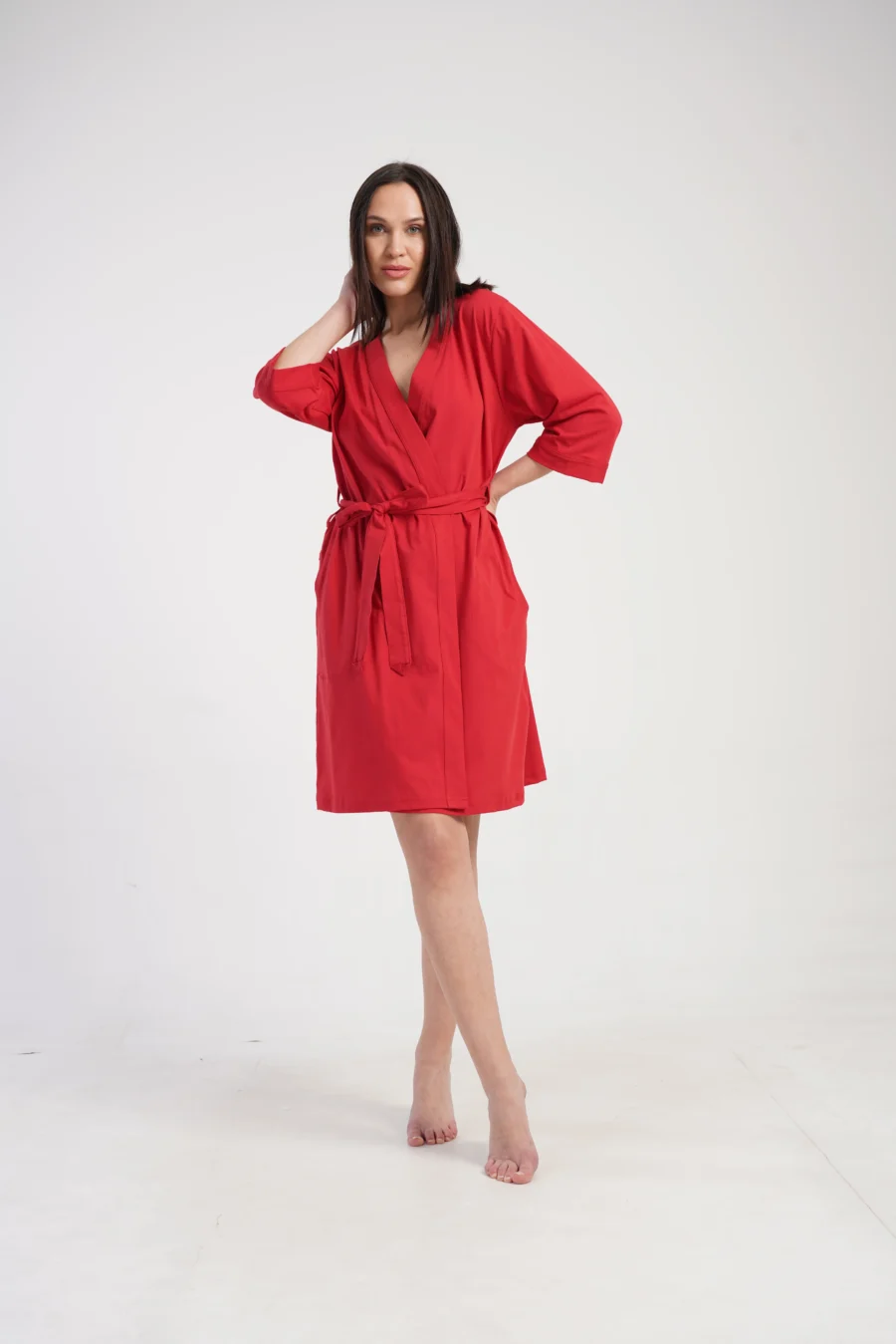 Szlafrok damski Vienetta Red Wrap, Czerwony, r. S-XXL
