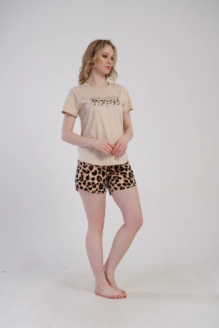 Piżama Damska Vienetta Wild Nights, Beżowy, S -XL - obrazek 6