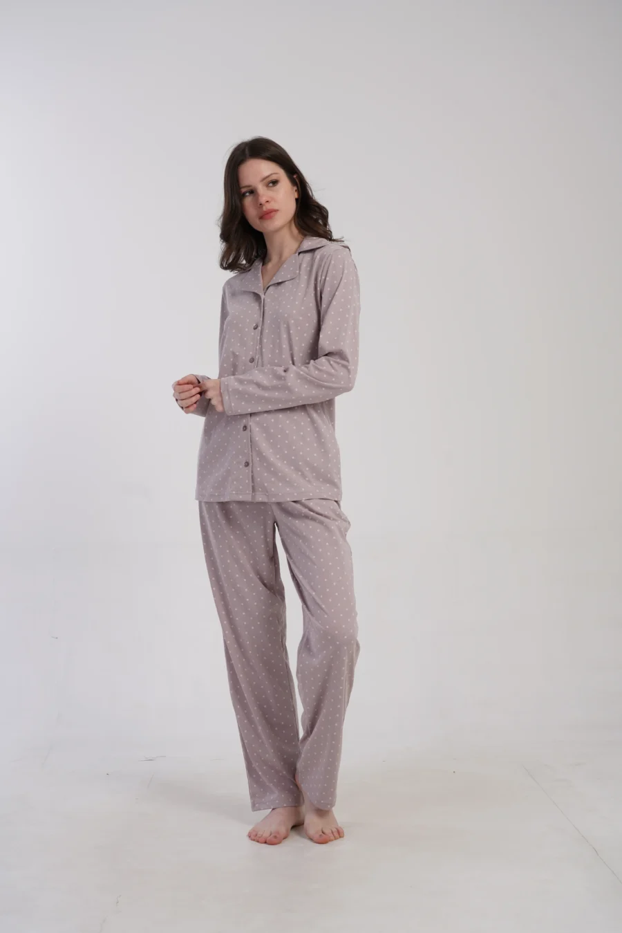 Piżama Damska Vienetta Cozy Dots, Brązowy, r. M-XXL - obrazek 5