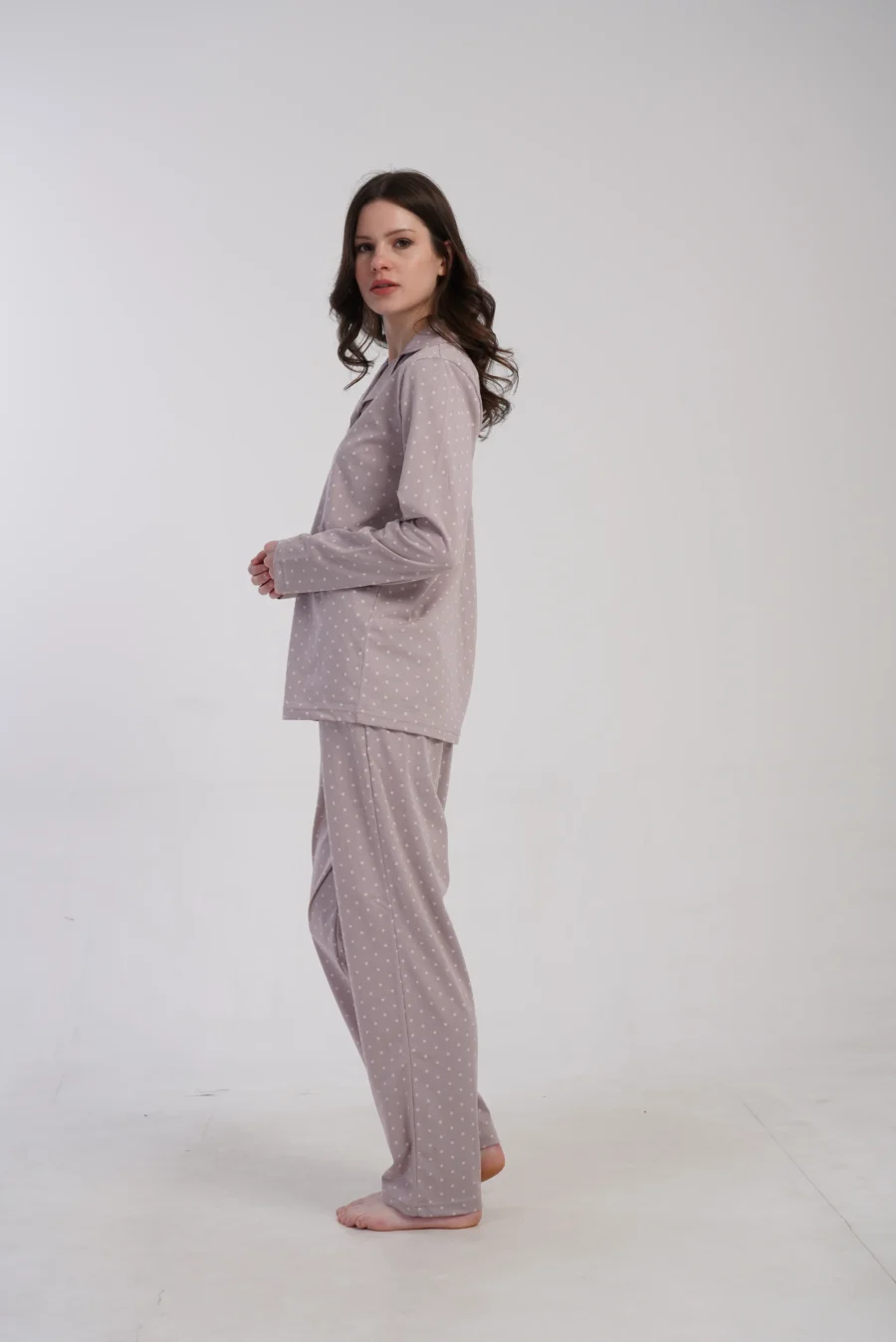 Piżama Damska Vienetta Cozy Dots, Brązowy, r. M-XXL - obrazek 4