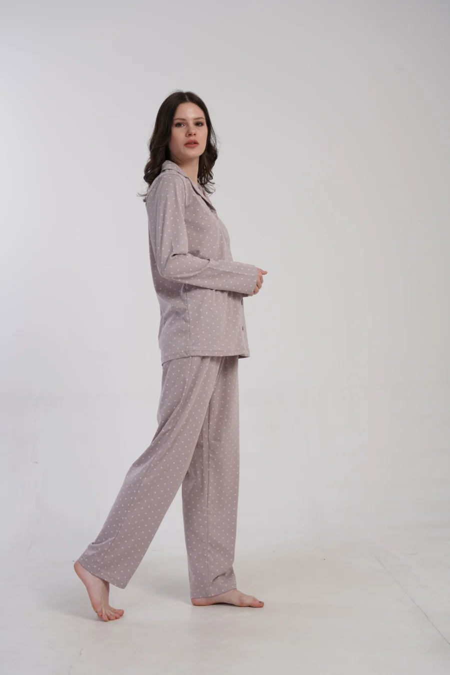 Piżama Damska Vienetta Cozy Dots, Brązowy, r. M-XXL - obrazek 2