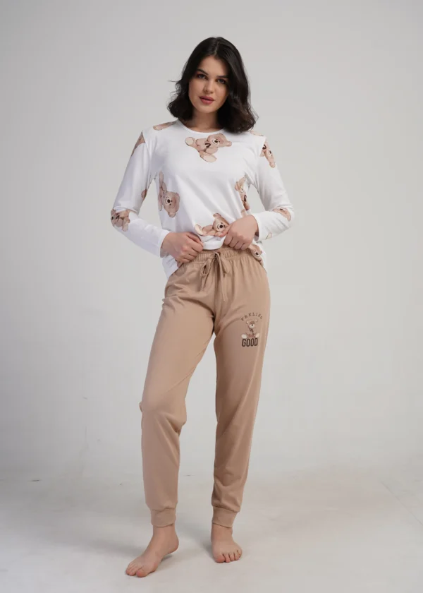 Piżama Damska Vienetta Bear Comfort, Biały, r. S-XL - L