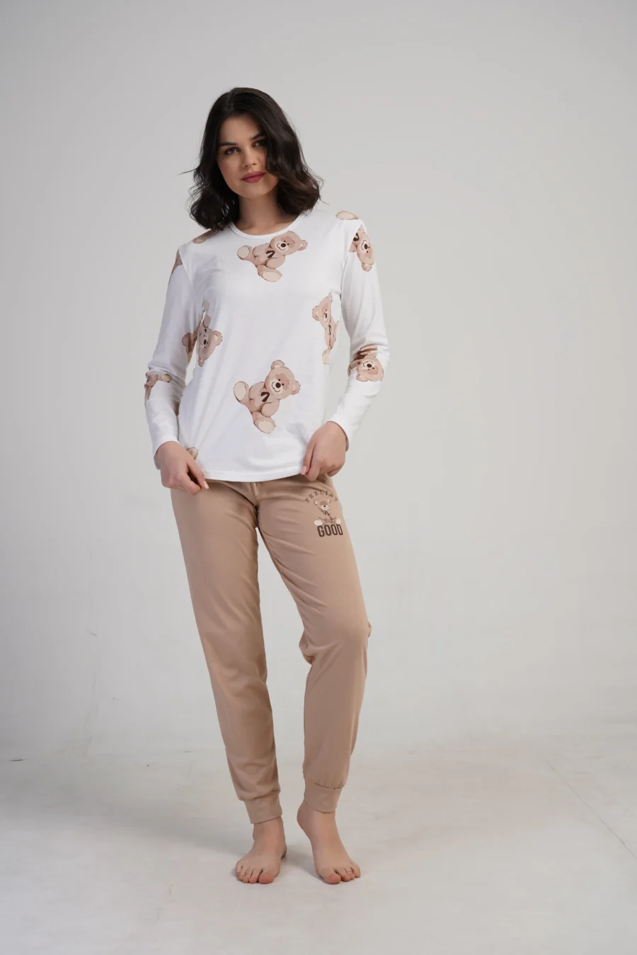 Piżama Damska Vienetta Bear Comfort, Biały, r. S-XL - obrazek 2