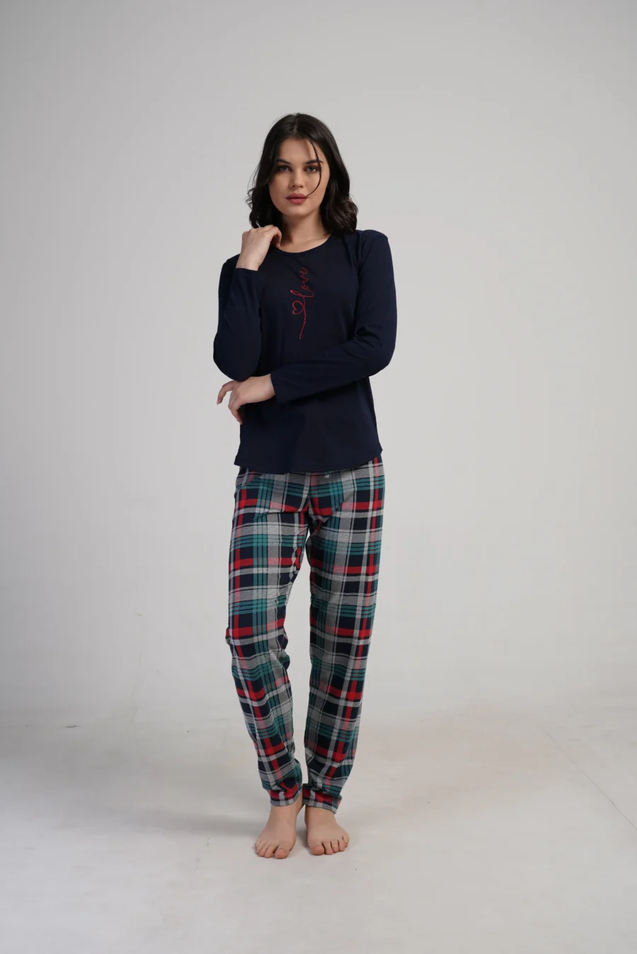 Piżama Damska Vienetta Plaid Love, Granatowy, r. S-XL - obrazek 3