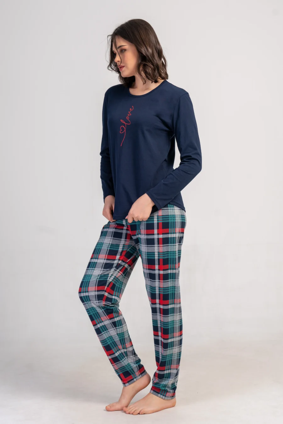 Piżama Damska Vienetta Plaid Love, Granatowy, r. S-XL - obrazek 4