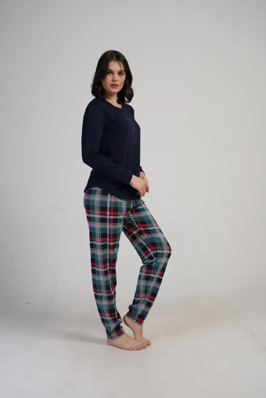 Piżama Damska Vienetta Plaid Love, Granatowy, r. S-XL - obrazek 5