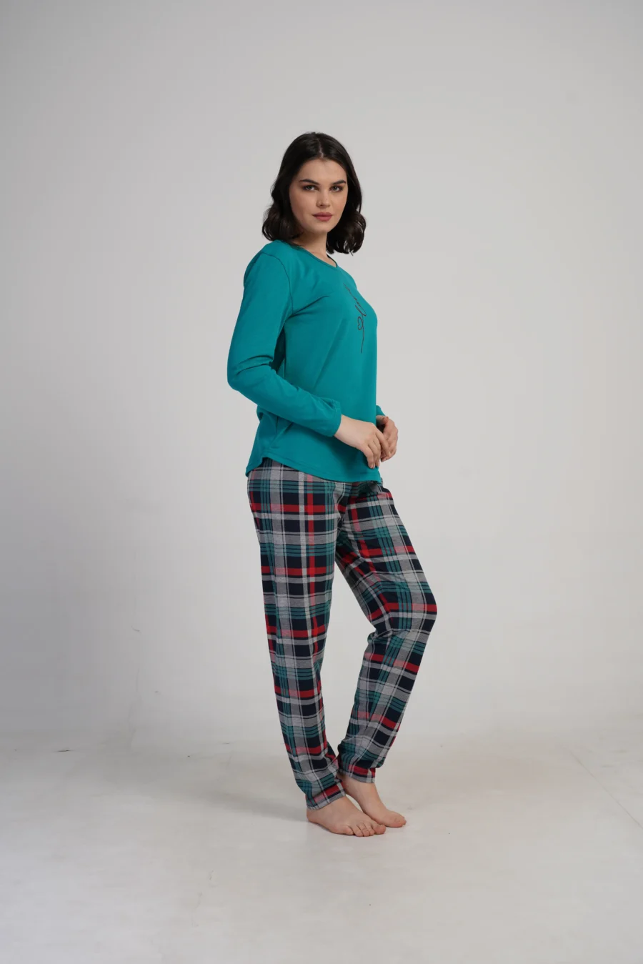 Piżama Damska Vienetta Plaid Love, Zielony, r. S-XL - obrazek 5