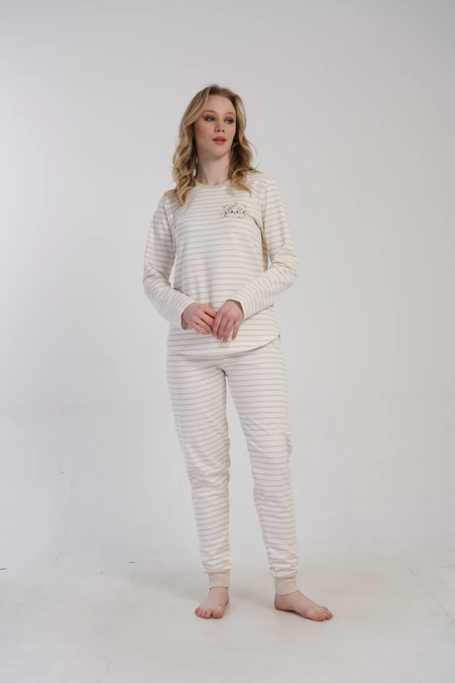 Piżama Damska Vienetta Cozy Cat, Biały, r. S-XL - obrazek 2