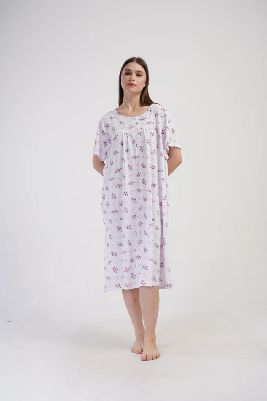 Koszula Nocna Vienetta Pink Flowers, Biały, r. 1XL - 4XL - obrazek 2