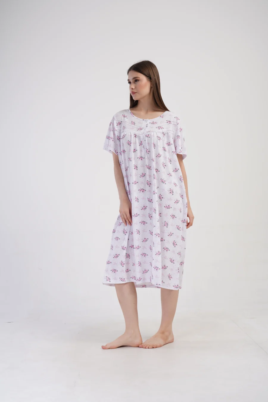 Koszula Nocna Vienetta Pink Flowers, Biały, r. 1XL - 4XL - obrazek 3