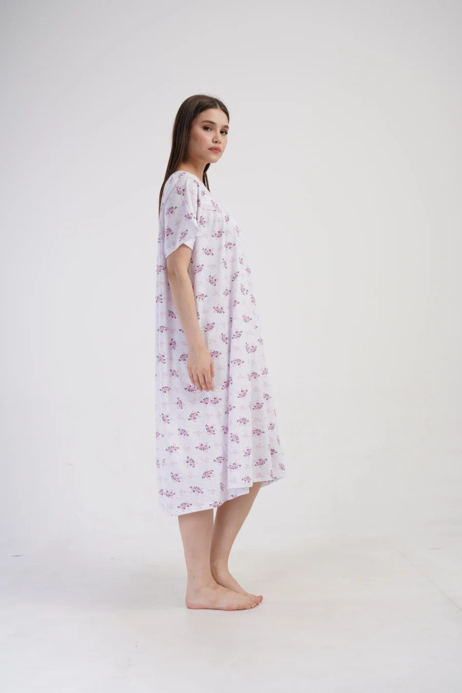 Koszula Nocna Vienetta Pink Flowers, Biały, r. 1XL - 4XL - obrazek 5