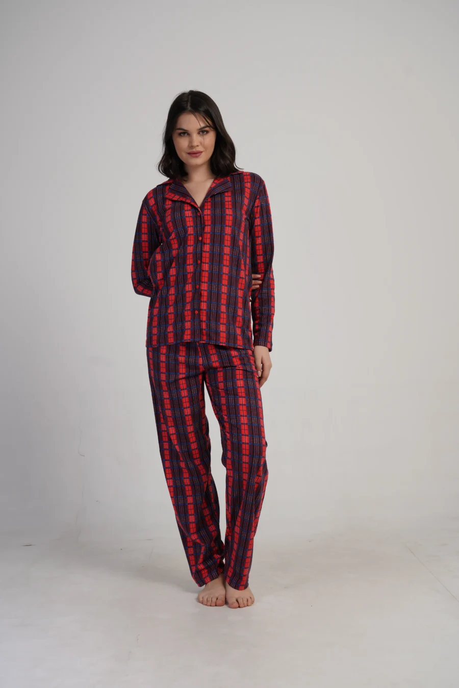 Piżama Damska Vienetta Plaid Comfort, Czerwony, r. S-XL - obrazek 3