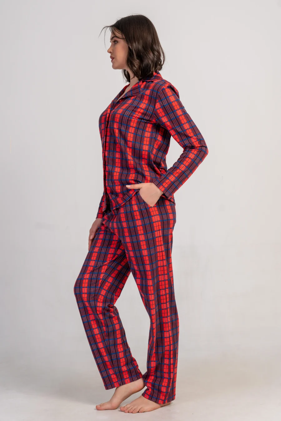 Piżama Damska Vienetta Plaid Comfort, Czerwony, r. S-XL - obrazek 4
