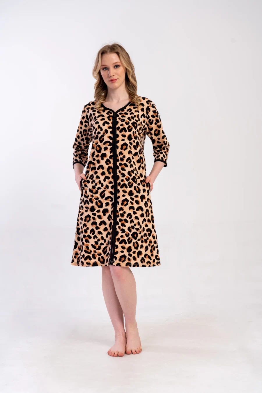 Szlafrok damski Vienetta Wild Comfort, Beżowy, r. L-XXL - obrazek 2