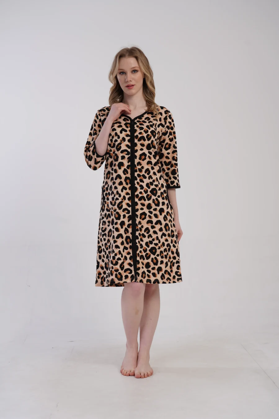 Szlafrok damski Vienetta Wild Comfort, Beżowy, r. L-XXL - obrazek 3