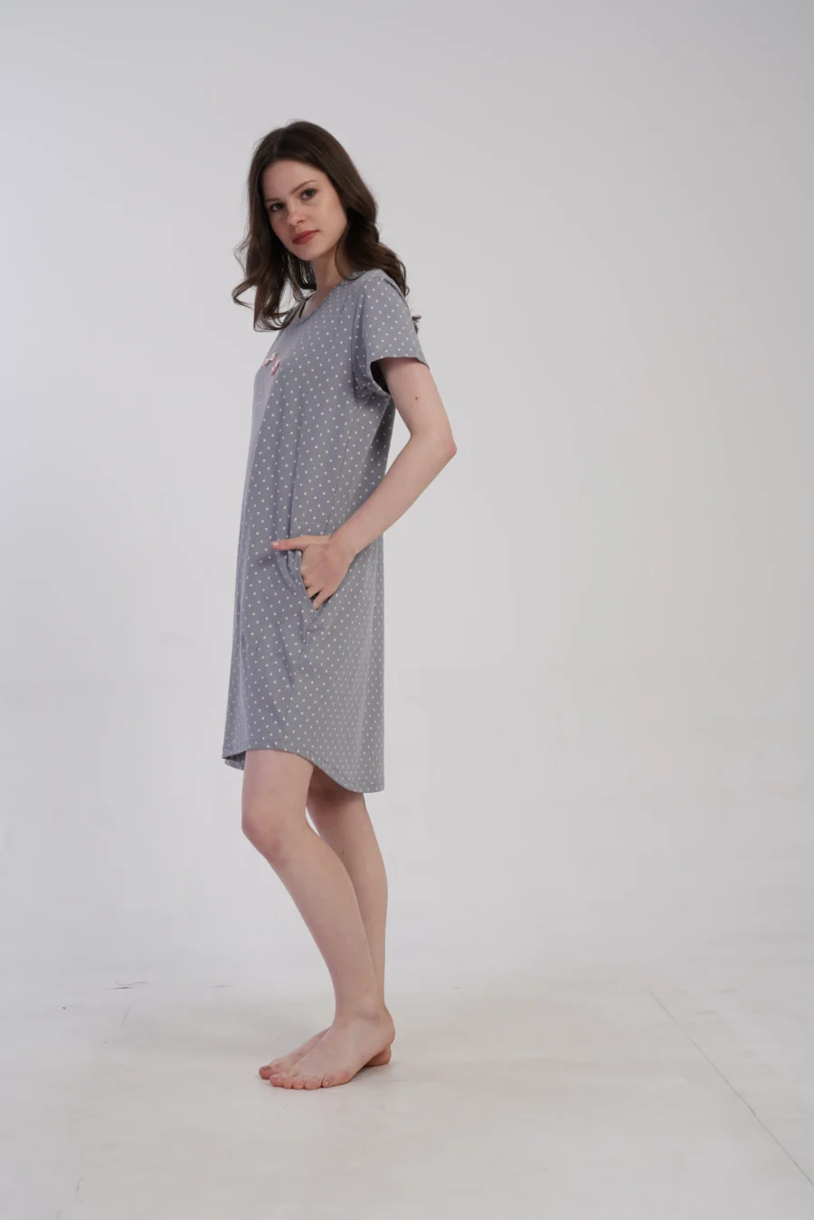 Koszula Nocna Kitty Nightdress, Szary, r. M-XXL - obrazek 2