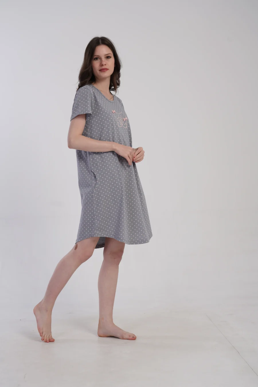 Koszula Nocna Kitty Nightdress, Szary, r. M-XXL - obrazek 4