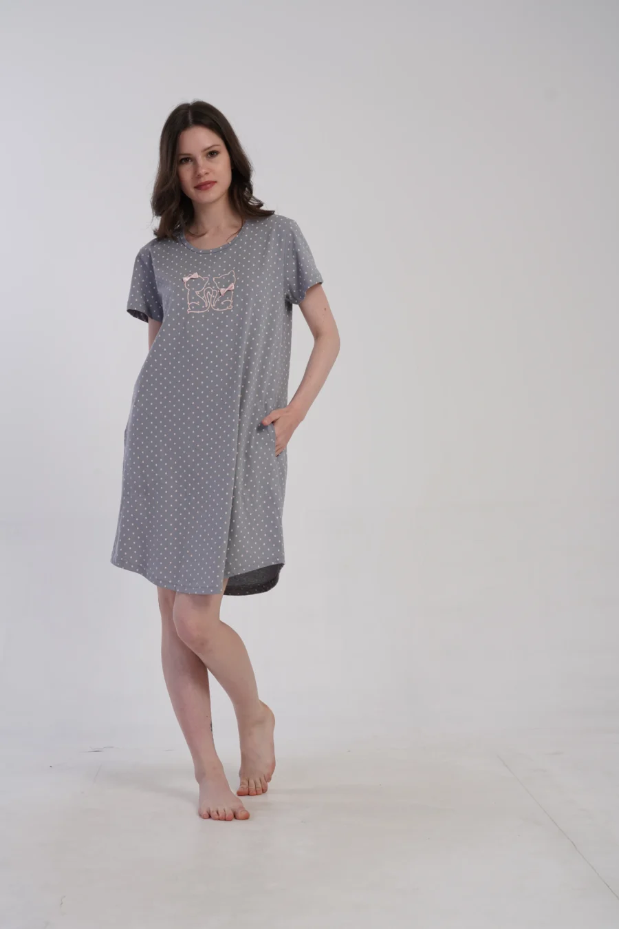 Koszula Nocna Vienetta Cat Dream, Szary, r. 1XL - 4XL - obrazek 6