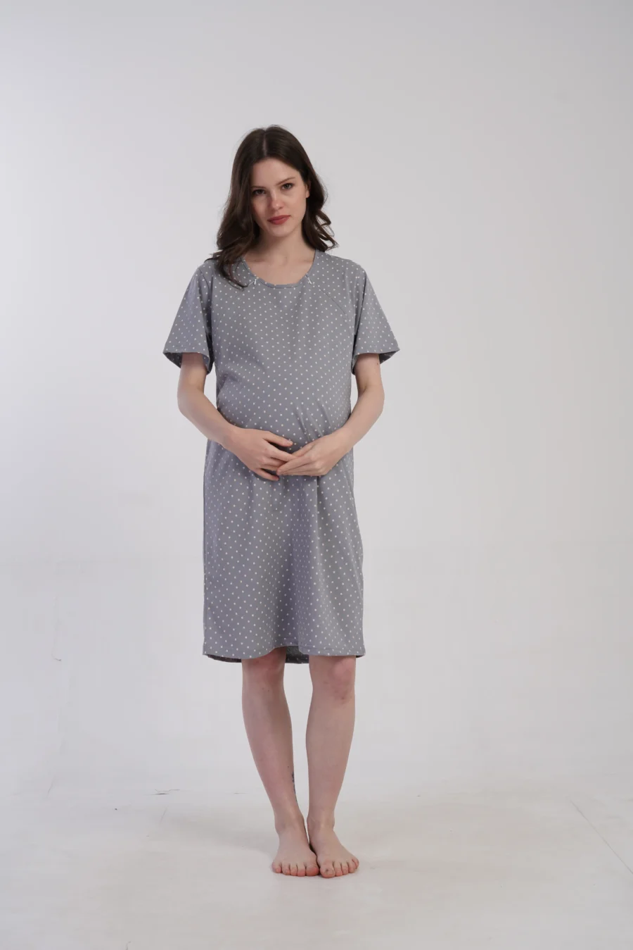 Koszula do Karmienia Vienetta Cozy Dots, Szary, r. M-XXL