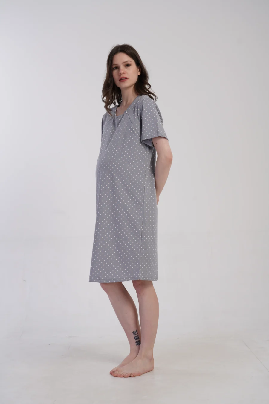 Koszula do Karmienia Vienetta Cozy Dots, Szary, r. M-XXL - obrazek 2