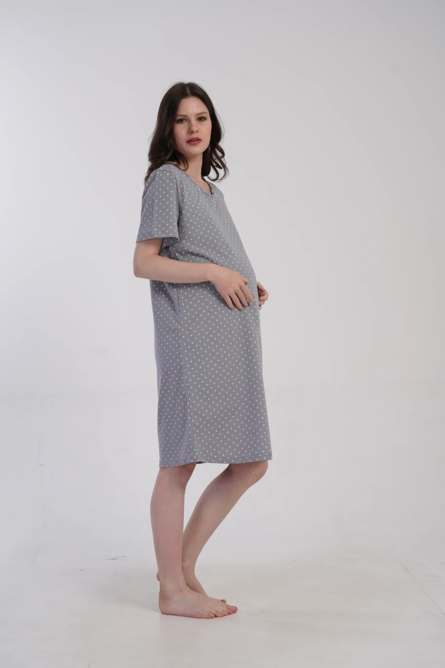 Koszula do Karmienia Vienetta Cozy Dots, Szary, r. M-XXL - obrazek 4