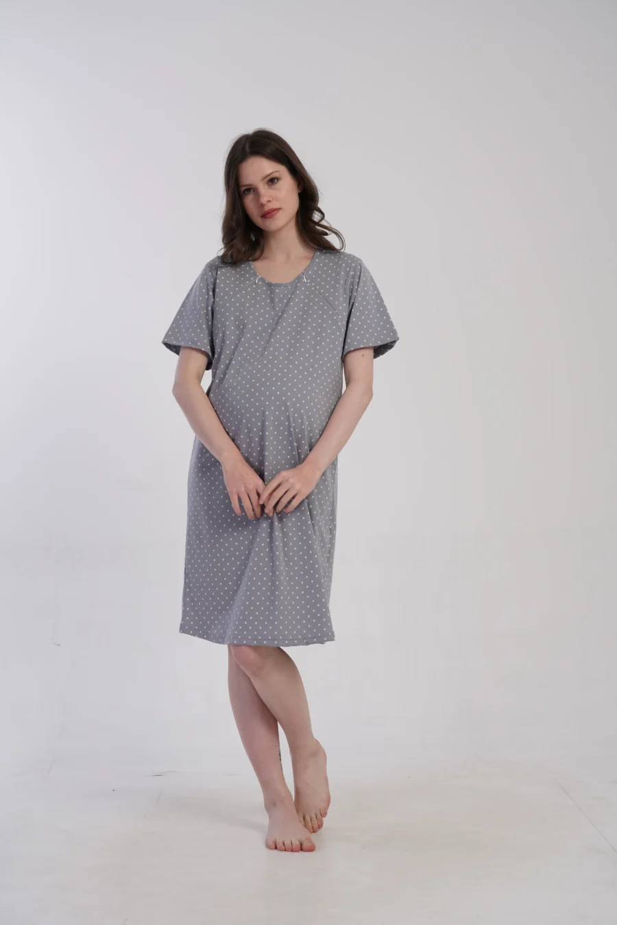 Koszula do Karmienia Vienetta Cozy Dots, Szary, r. M-XXL - obrazek 5