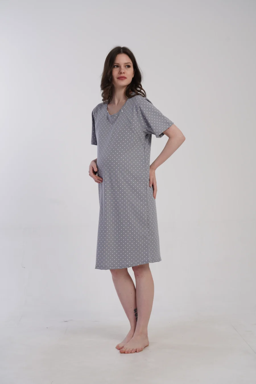 Koszula do Karmienia Vienetta Cozy Dots, Szary, r. M-XXL - obrazek 6