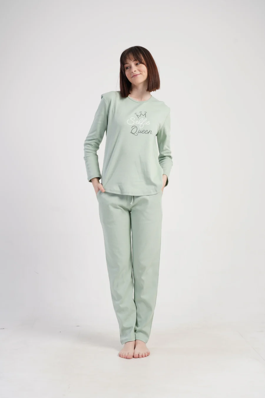 Piżama Damska Vienetta Queen Comfort, Zielony, r. S-XL