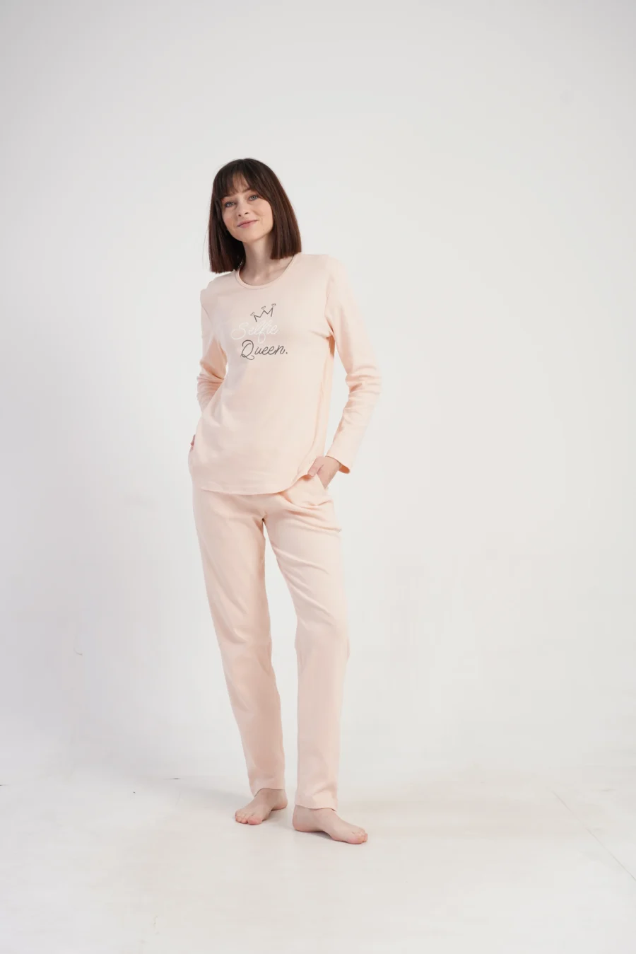 Piżama Damska Vienetta Queen Comfort, brzoskwiniowy, r. S-XL - obrazek 3