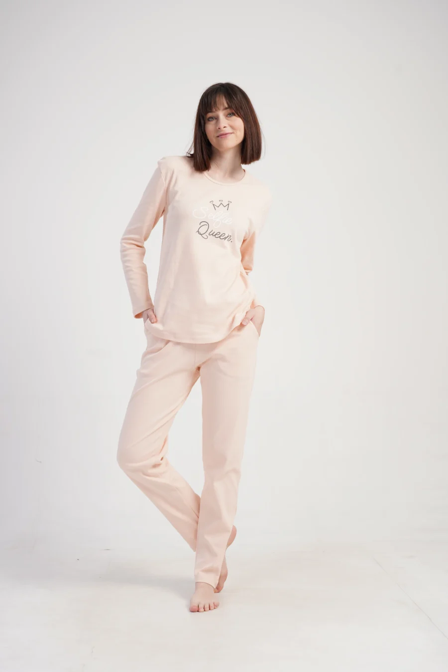 Piżama Damska Vienetta Queen Comfort, brzoskwiniowy, r. S-XL - obrazek 4