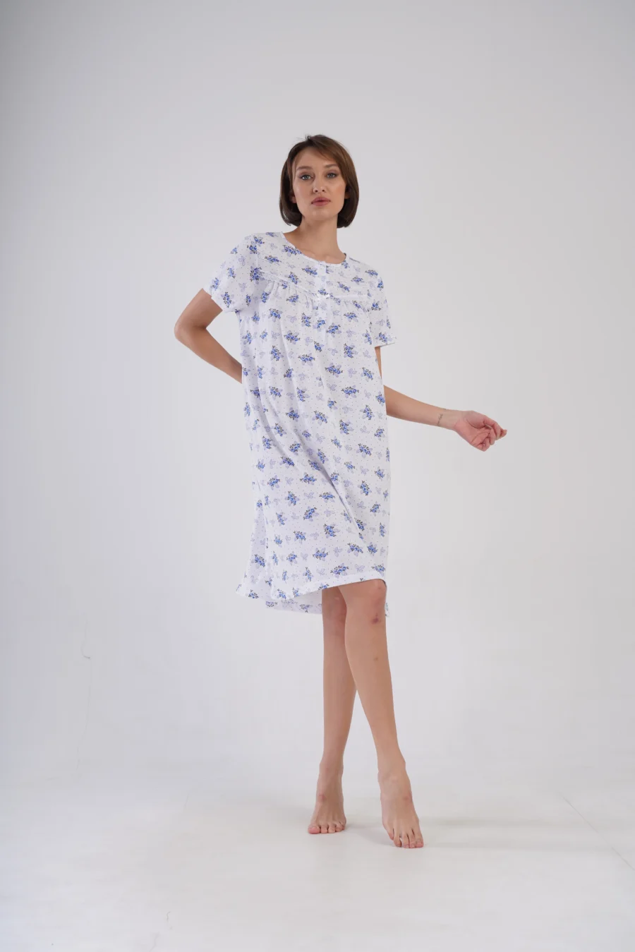 Koszula Nocna Vienetta Blue Flowers, Biały, r. 1XL - 4XL - obrazek 2