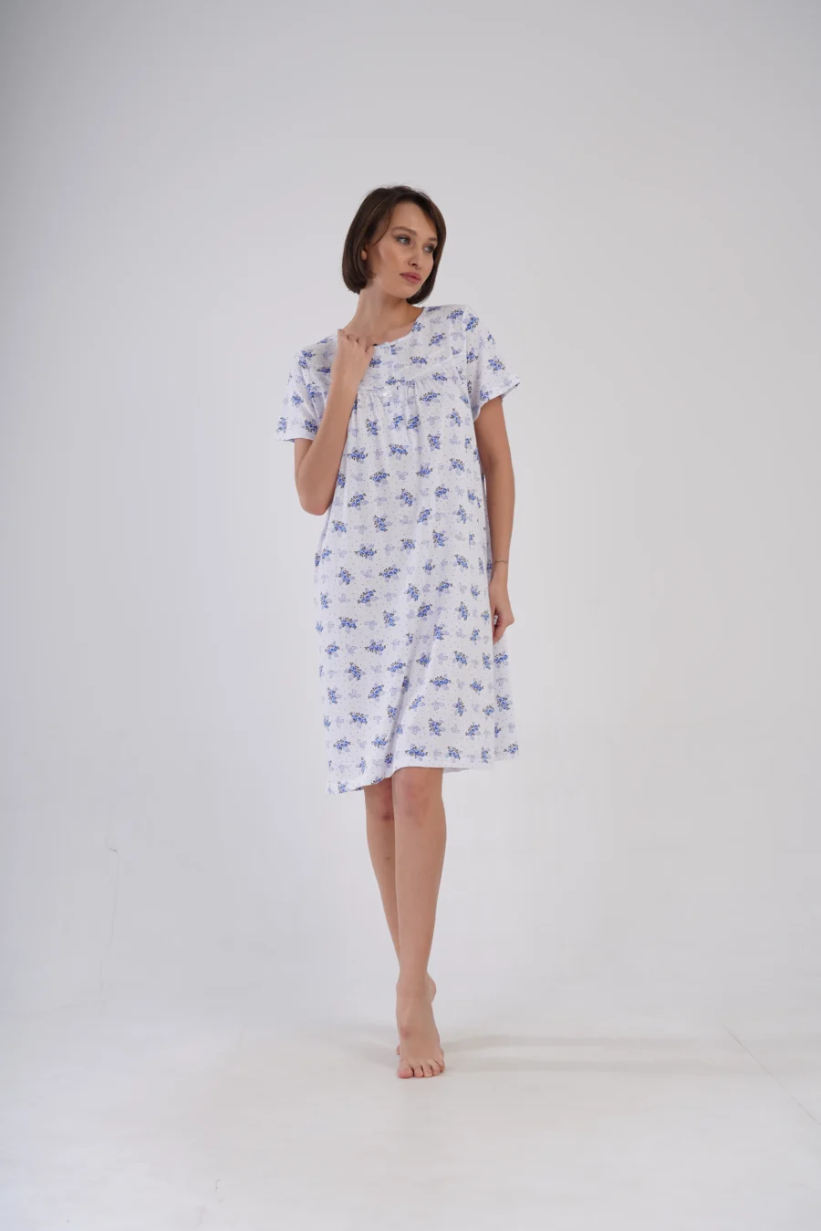 Koszula Nocna Vienetta Blue Flowers, Biały, r. 1XL - 4XL - obrazek 3