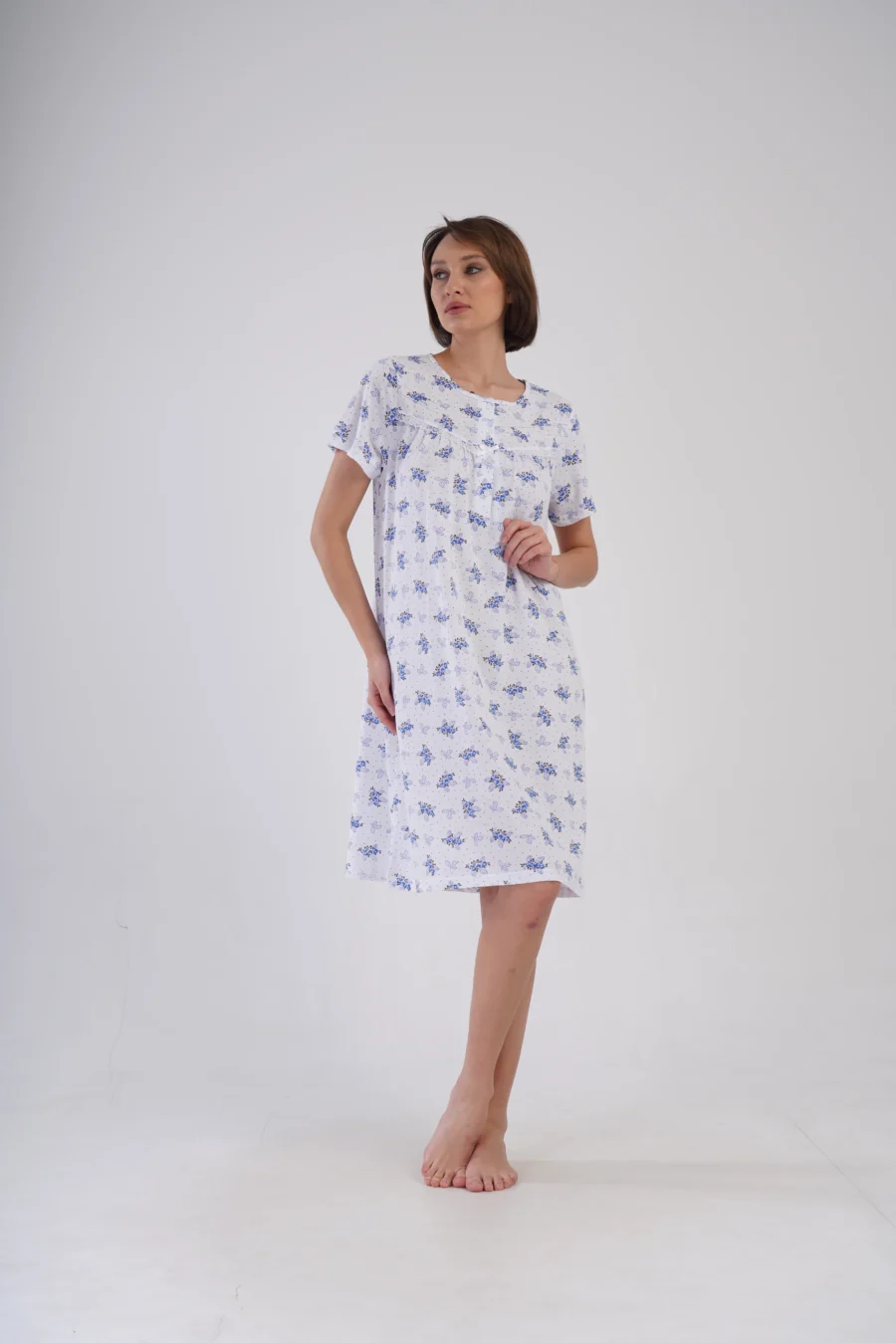 Koszula Nocna Vienetta Blue Flowers, Biały, r. 1XL - 4XL - obrazek 6