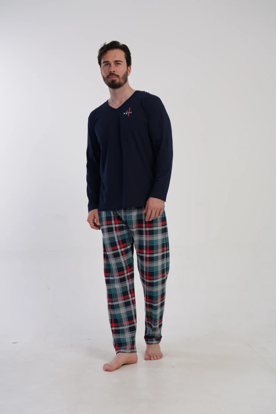 Piżama Męska Vienetta Plaid Comfort, Granatowy, r. 1XL-4XL - obrazek 2