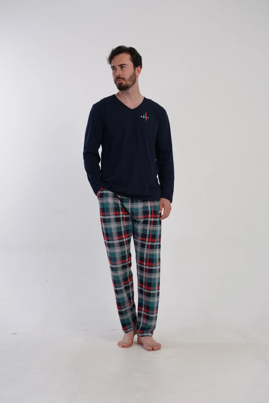 Piżama Męska Vienetta Plaid Comfort, Granatowy, r. 1XL-4XL - obrazek 3