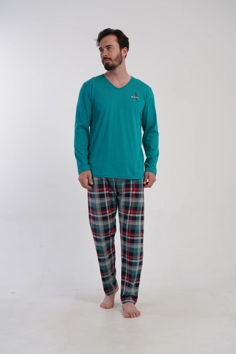 Piżama Męska Vienetta Plaid Comfort, Zielony, r. 1XL-4XL - obrazek 2