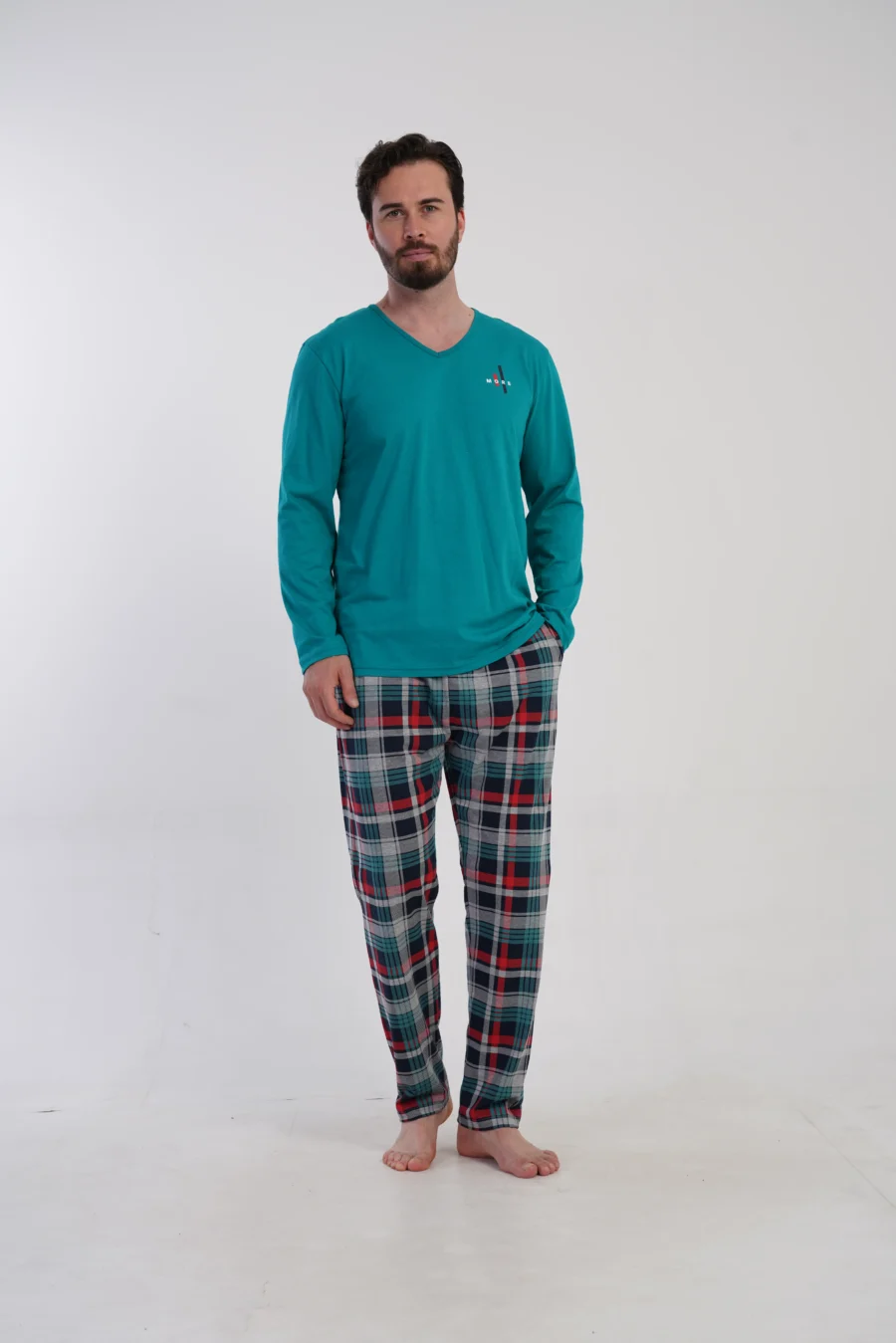 Piżama Męska Vienetta Plaid Comfort, Zielony, r. 1XL-4XL - obrazek 3
