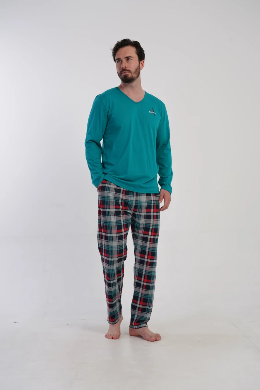 Piżama Męska Vienetta Plaid Comfort, Zielony, r. 1XL-4XL - obrazek 4